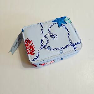 Vera Bradley Anchors Away Travel Pill Case Organizer 4"x3" Blue Nautical